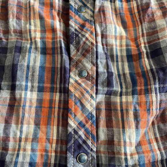 Bit’z Kids Boys Blue & Orange Plaid Boys Button Down Shirt - Picture 4 of 7